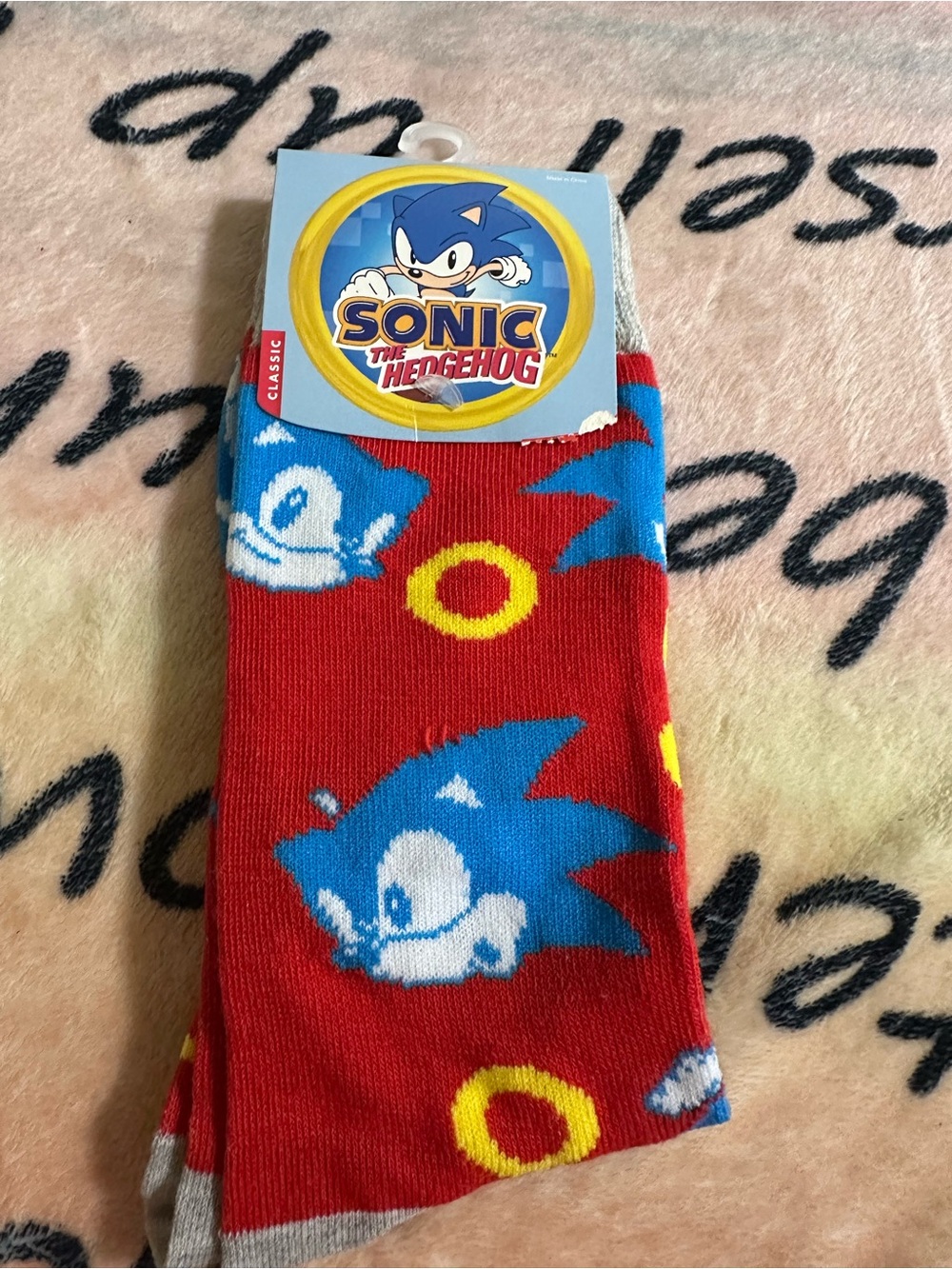 Bioworld Red Sonic Graphic Crew Socks with Blue Characters